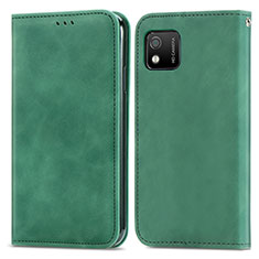 Leather Case Stands Flip Cover Holder S04D for Wiko Y52 Green