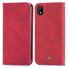 Leather Case Stands Flip Cover Holder S04D for Wiko Y61 Red