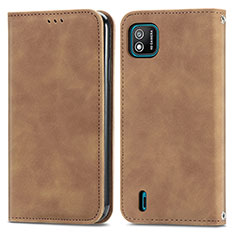 Leather Case Stands Flip Cover Holder S04D for Wiko Y62 Brown