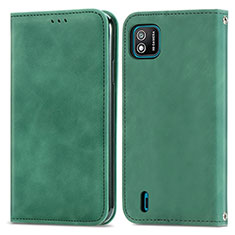 Leather Case Stands Flip Cover Holder S04D for Wiko Y62 Green