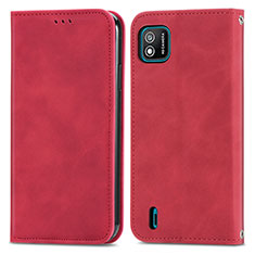 Leather Case Stands Flip Cover Holder S04D for Wiko Y62 Red