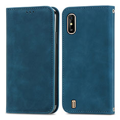 Leather Case Stands Flip Cover Holder S04D for Wiko Y81 Blue