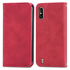 Leather Case Stands Flip Cover Holder S04D for Wiko Y81 Red