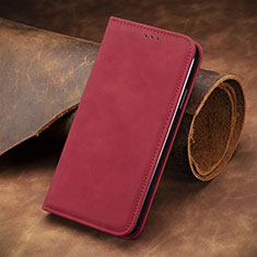 Leather Case Stands Flip Cover Holder S04D for Wiko Y82 Red