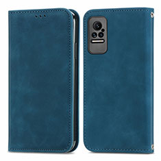 Leather Case Stands Flip Cover Holder S04D for Xiaomi Civi 1S 5G Blue