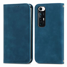 Leather Case Stands Flip Cover Holder S04D for Xiaomi Mi 10S 5G Blue