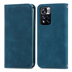 Leather Case Stands Flip Cover Holder S04D for Xiaomi Mi 11i 5G (2022) Blue