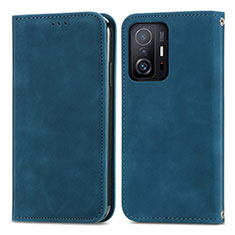 Leather Case Stands Flip Cover Holder S04D for Xiaomi Mi 11T Pro 5G Blue