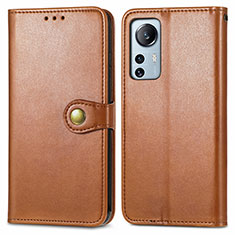 Leather Case Stands Flip Cover Holder S04D for Xiaomi Mi 12 Lite 5G Brown