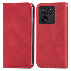 Leather Case Stands Flip Cover Holder S04D for Xiaomi Mi 13T Pro 5G Red