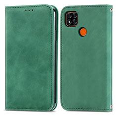 Leather Case Stands Flip Cover Holder S04D for Xiaomi POCO C3 Green