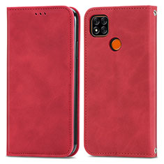 Leather Case Stands Flip Cover Holder S04D for Xiaomi POCO C3 Red