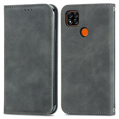 Leather Case Stands Flip Cover Holder S04D for Xiaomi POCO C31 Gray