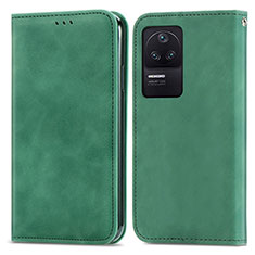 Leather Case Stands Flip Cover Holder S04D for Xiaomi Poco F4 5G Green