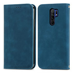 Leather Case Stands Flip Cover Holder S04D for Xiaomi Poco M2 Blue