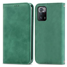 Leather Case Stands Flip Cover Holder S04D for Xiaomi Poco X3 GT 5G Green