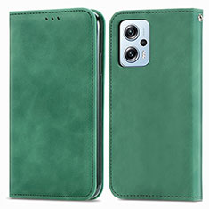 Leather Case Stands Flip Cover Holder S04D for Xiaomi Poco X4 GT 5G Green