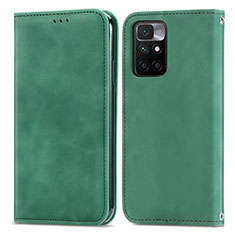 Leather Case Stands Flip Cover Holder S04D for Xiaomi Redmi 10 4G Green