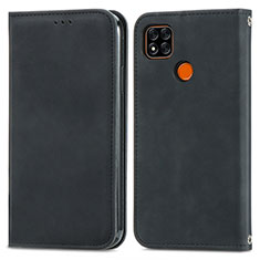 Leather Case Stands Flip Cover Holder S04D for Xiaomi Redmi 9 Activ Black