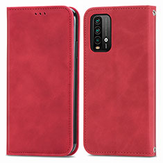 Leather Case Stands Flip Cover Holder S04D for Xiaomi Redmi 9 Power Red