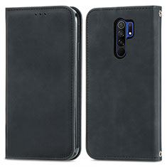 Leather Case Stands Flip Cover Holder S04D for Xiaomi Redmi 9 Prime India Black