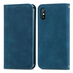 Leather Case Stands Flip Cover Holder S04D for Xiaomi Redmi 9A Blue