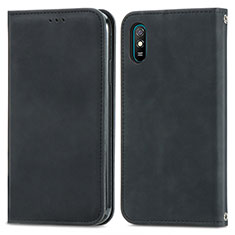 Leather Case Stands Flip Cover Holder S04D for Xiaomi Redmi 9AT Black