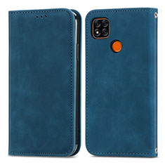 Leather Case Stands Flip Cover Holder S04D for Xiaomi Redmi 9C NFC Blue