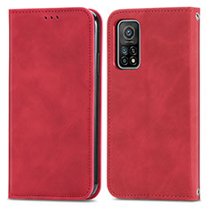 Leather Case Stands Flip Cover Holder S04D for Xiaomi Redmi K30S 5G Red