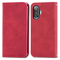 Leather Case Stands Flip Cover Holder S04D for Xiaomi Redmi K40 Gaming 5G Red