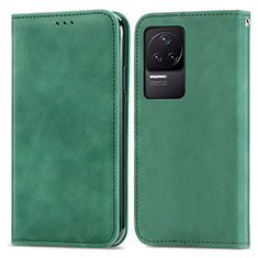 Leather Case Stands Flip Cover Holder S04D for Xiaomi Redmi K50 5G Green