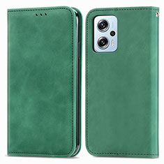 Leather Case Stands Flip Cover Holder S04D for Xiaomi Redmi K50i 5G Green