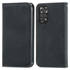 Leather Case Stands Flip Cover Holder S04D for Xiaomi Redmi Note 11 4G (2022) Black