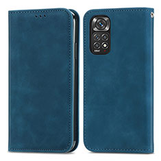 Leather Case Stands Flip Cover Holder S04D for Xiaomi Redmi Note 11 4G (2022) Blue