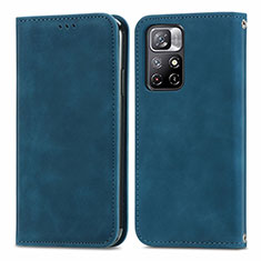 Leather Case Stands Flip Cover Holder S04D for Xiaomi Redmi Note 11 5G Blue