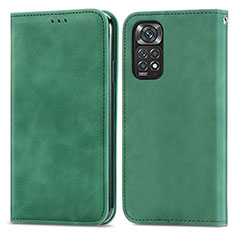 Leather Case Stands Flip Cover Holder S04D for Xiaomi Redmi Note 11 Pro 5G Green