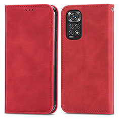 Leather Case Stands Flip Cover Holder S04D for Xiaomi Redmi Note 11 Pro 5G Red