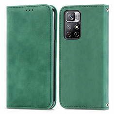 Leather Case Stands Flip Cover Holder S04D for Xiaomi Redmi Note 11T 5G Green