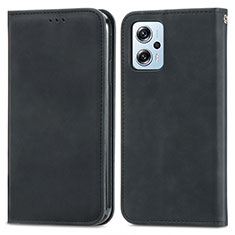 Leather Case Stands Flip Cover Holder S04D for Xiaomi Redmi Note 11T Pro 5G Black