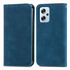 Leather Case Stands Flip Cover Holder S04D for Xiaomi Redmi Note 11T Pro 5G Blue