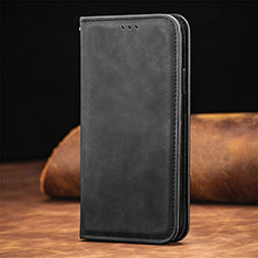 Leather Case Stands Flip Cover Holder S04D for Xiaomi Redmi Note 9 5G Black