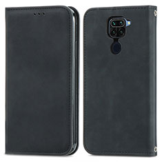 Leather Case Stands Flip Cover Holder S04D for Xiaomi Redmi Note 9 Black