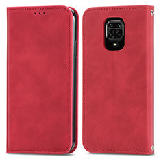 Leather Case Stands Flip Cover Holder S04D for Xiaomi Redmi Note 9S Red