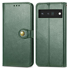 Leather Case Stands Flip Cover Holder S05D for Google Pixel 6 Pro 5G Green