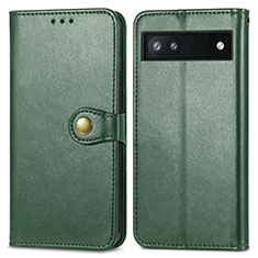 Leather Case Stands Flip Cover Holder S05D for Google Pixel 6a 5G Green