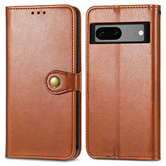 Leather Case Stands Flip Cover Holder S05D for Google Pixel 7a 5G Brown