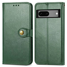 Leather Case Stands Flip Cover Holder S05D for Google Pixel 7a 5G Green