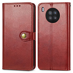 Leather Case Stands Flip Cover Holder S05D for Huawei Honor 50 Lite Red