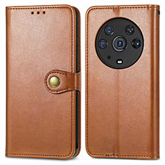 Leather Case Stands Flip Cover Holder S05D for Huawei Honor Magic3 Pro 5G Brown