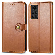 Leather Case Stands Flip Cover Holder S05D for Huawei Honor V40 5G Brown